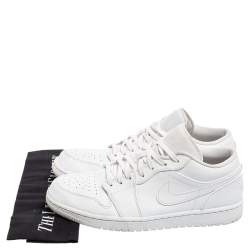 Nike Jordan 1 Mid White Leather Low Top Sneakers Size 43