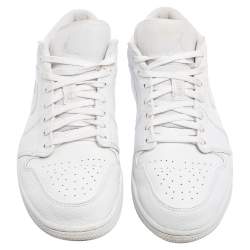 Nike Jordan 1 Mid White Leather Low Top Sneakers Size 43