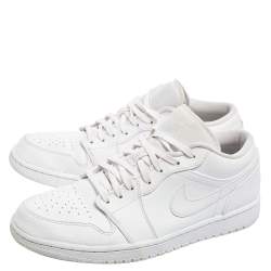 Nike Jordan 1 Mid White Leather Low Top Sneakers Size 43