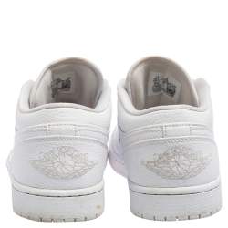Nike Jordan 1 Mid White Leather Low Top Sneakers Size 43