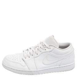 Nike Jordan 1 Mid White Leather Low Top Sneakers Size 43