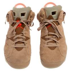 Jordan 6 Travis Scott British Beige Suede Khaki Sneakers Size  47