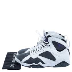 Air Jordan 1 White/Grey Leather And Nubuck Leather High Top Sneakers Size 44