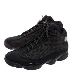 Air Jordan Black Suede And Reflective Mesh Air Jordan 13 Retro High Top Sneakers Size 44.5