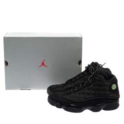 Air Jordan Black Suede And Reflective Mesh Air Jordan 13 Retro High Top Sneakers Size 44.5