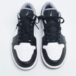 Pre Owned Air Jordan White/Black Leather Air Jordan 1 Low Dark Mocha Sneaker Size 44.5