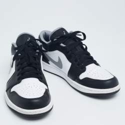 Pre Owned Air Jordan White/Black Leather Air Jordan 1 Low Dark Mocha Sneaker Size 44.5