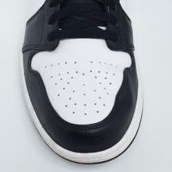 Pre Owned Air Jordan White/Black Leather Air Jordan 1 Low Dark Mocha Sneaker Size 44.5