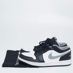 Pre Owned Air Jordan White/Black Leather Air Jordan 1 Low Dark Mocha Sneaker Size 44.5