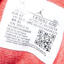 Pre Owned Air Jordan Red/Grey Leather Air Jordan 3 Retro SE Unite Fire Sneakers Size 47