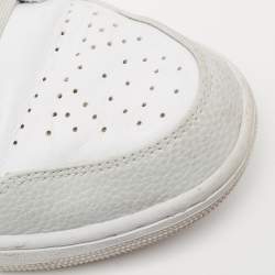 Pre Owned Air Jordan 1 Mid Grey/White Leather Camo High Top Sneakers Size 44