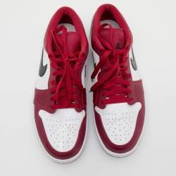 Air Jordans Red/White Polyester And Leather Air Jordan 1 Low Top Sneakers Size 45