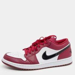 Air Jordans Red/White Polyester And Leather Air Jordan 1 Low Top Sneakers Size 45
