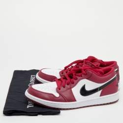 Air Jordans Red/White Polyester And Leather Air Jordan 1 Low Top Sneakers Size 45