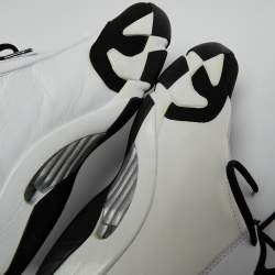 Pre Owned Air Jordan White/Black Leather and Suede Jordan 14 Retro Sneakers Size 42.5