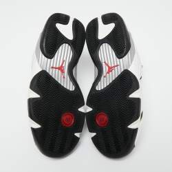 Pre Owned Air Jordan White/Black Leather and Suede Jordan 14 Retro Sneakers Size 42.5