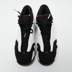 Pre Owned Air Jordan White/Black Leather and Suede Jordan 14 Retro Sneakers Size 42.5