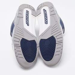 Pre Owned Air Jordan Navy Blue/Grey Leather 3 Retro Sneakers Size 42.5