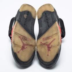 Pre Owned Jordan Black Nubuck Leather Air Jordan 5 Retro Supreme High Top Sneakers Size 44