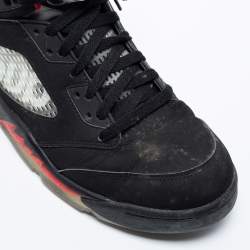 Pre Owned Jordan Black Nubuck Leather Air Jordan 5 Retro Supreme High Top Sneakers Size 44