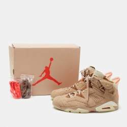 Air Jordan x Travis Scott Brown Suede And Canvas Air Jordan 6 Retro Sneakers Size 47
