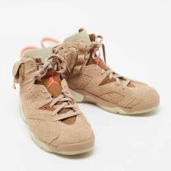 Air Jordan x Travis Scott Brown Suede And Canvas Air Jordan 6 Retro Sneakers Size 47