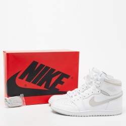 Air Jordan 1 Mid Grey/White Leather And Suede High Top Sneakers Size 47