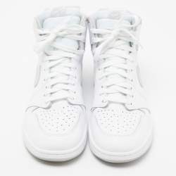 Air Jordan 1 Mid Grey/White Leather And Suede High Top Sneakers Size 47