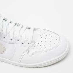 Air Jordan 1 Mid Grey/White Leather And Suede High Top Sneakers Size 47