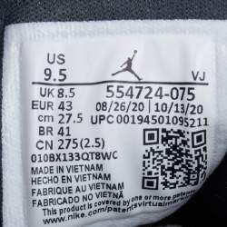 Air Jordan Black/White Leather Jordan 1 Retro High Top Sneakers Size 43