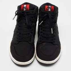 Air Jordans Black Fabric Air Jordan 1 Paris Saint Germain Retro High Sneakers Size 41