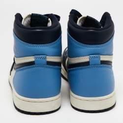Pre Owned  Air Jordan 1 Mid Nike Tri Color Leather High Top Sneakers Size 44.5
