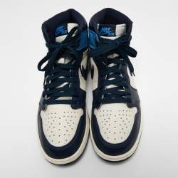 Pre Owned  Air Jordan 1 Mid Nike Tri Color Leather High Top Sneakers Size 44.5