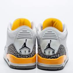 Air Jordan White Leather Jordan 3 Retro Laser Orange High Top Sneakers Size 39