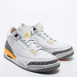 Air Jordan White Leather Jordan 3 Retro Laser Orange High Top Sneakers Size 39