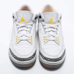 Air Jordan White Leather Jordan 3 Retro Laser Orange High Top Sneakers Size 39