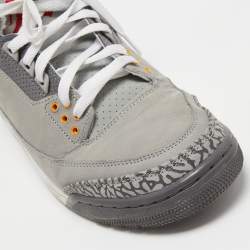 Air Jordans 3 Grey Nubuck Leather Retro Cool Grey Sneakers Size 42.5