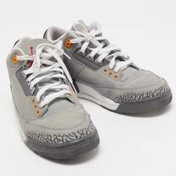 Air Jordans 3 Grey Nubuck Leather Retro Cool Grey Sneakers Size 42.5