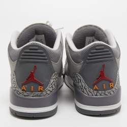 Air Jordans 3 Grey Nubuck Leather Retro Cool Grey Sneakers Size 42.5