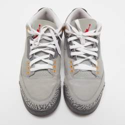Air Jordans 3 Grey Nubuck Leather Retro Cool Grey Sneakers Size 42.5