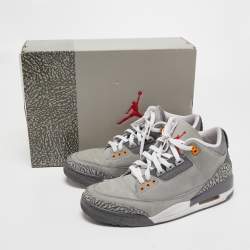 Air Jordans 3 Grey Nubuck Leather Retro Cool Grey Sneakers Size 42.5