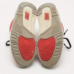 Air Jordans 3 Red/Grey Leather Unite Fire Red Sneakers Size 42.5