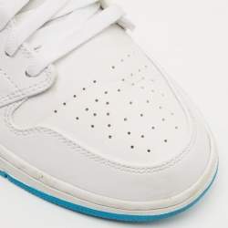 Air Jordan 1 White/Blue Leather Mid Laser Blue Sneakers Size 42.5