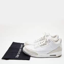 Air Jordans White Leather Jordan 3 Retro High Top Sneakers Size 47