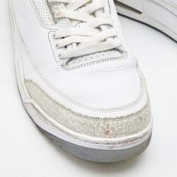 Air Jordans White Leather Jordan 3 Retro High Top Sneakers Size 47
