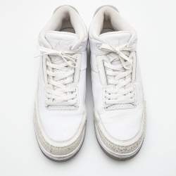 Air Jordans White Leather Jordan 3 Retro High Top Sneakers Size 47