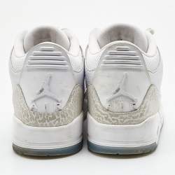 Air Jordans White Leather Jordan 3 Retro High Top Sneakers Size 47