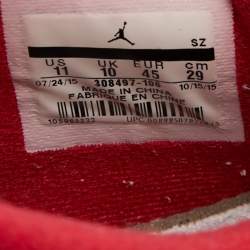 Air Jordans White/Red Leather and Fabric 4 Retro Fire Red Lace Up Sneakers Size 45