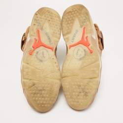 مملوكة مسبقًا Air Jordans Beige/Brown Suede and Canvas Retro 6 Travis Scott High Top Sneakers Size 47