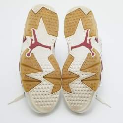 Air Jordans White/Red Suede and Leather Jordan 6 Retro Sneakers Size 44.5